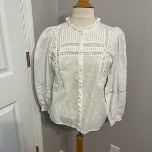 Vineyard Vines White Eyelet Button-Up Blouse Sz XS NWT